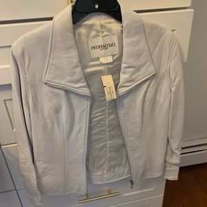 Henri Bender White Leather Zip-up Size medium
